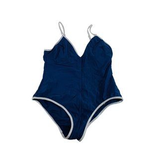 Sam Edelman Womens Navy Pop High Cut Swimsuit One Piece Swimwear Deep U
